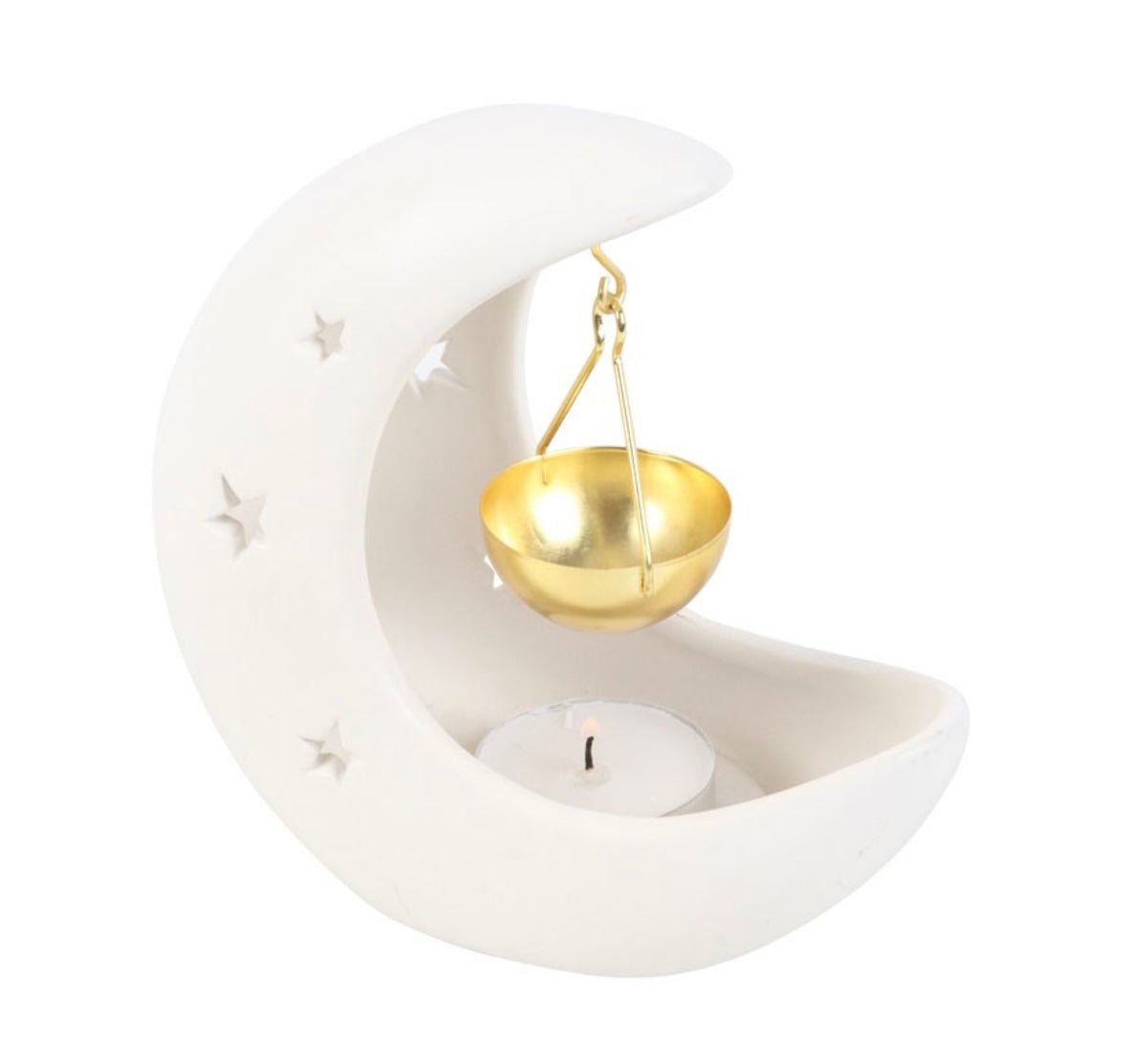 White crescent moon hanging wax melter