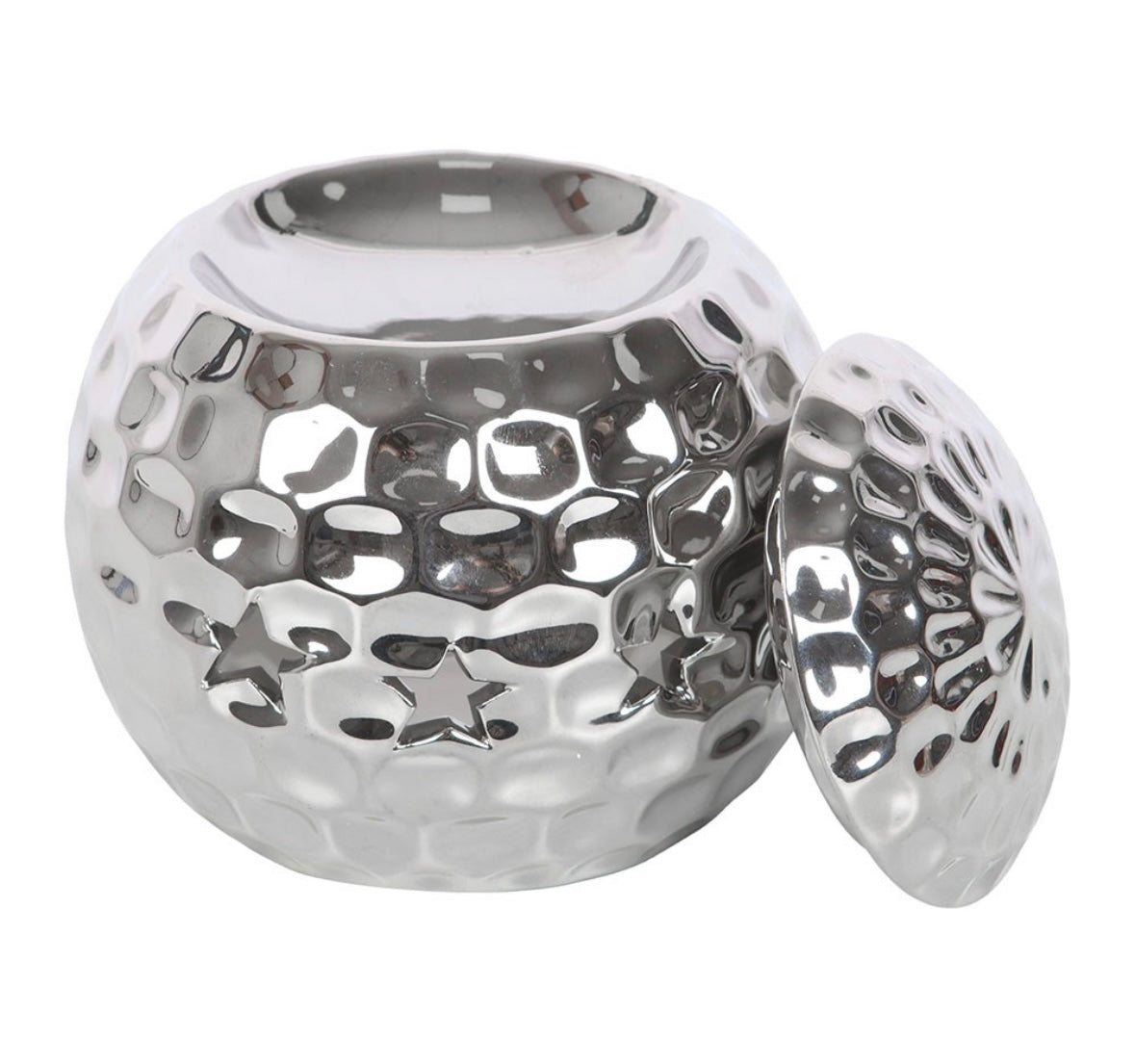 Silver disco ball wax melter