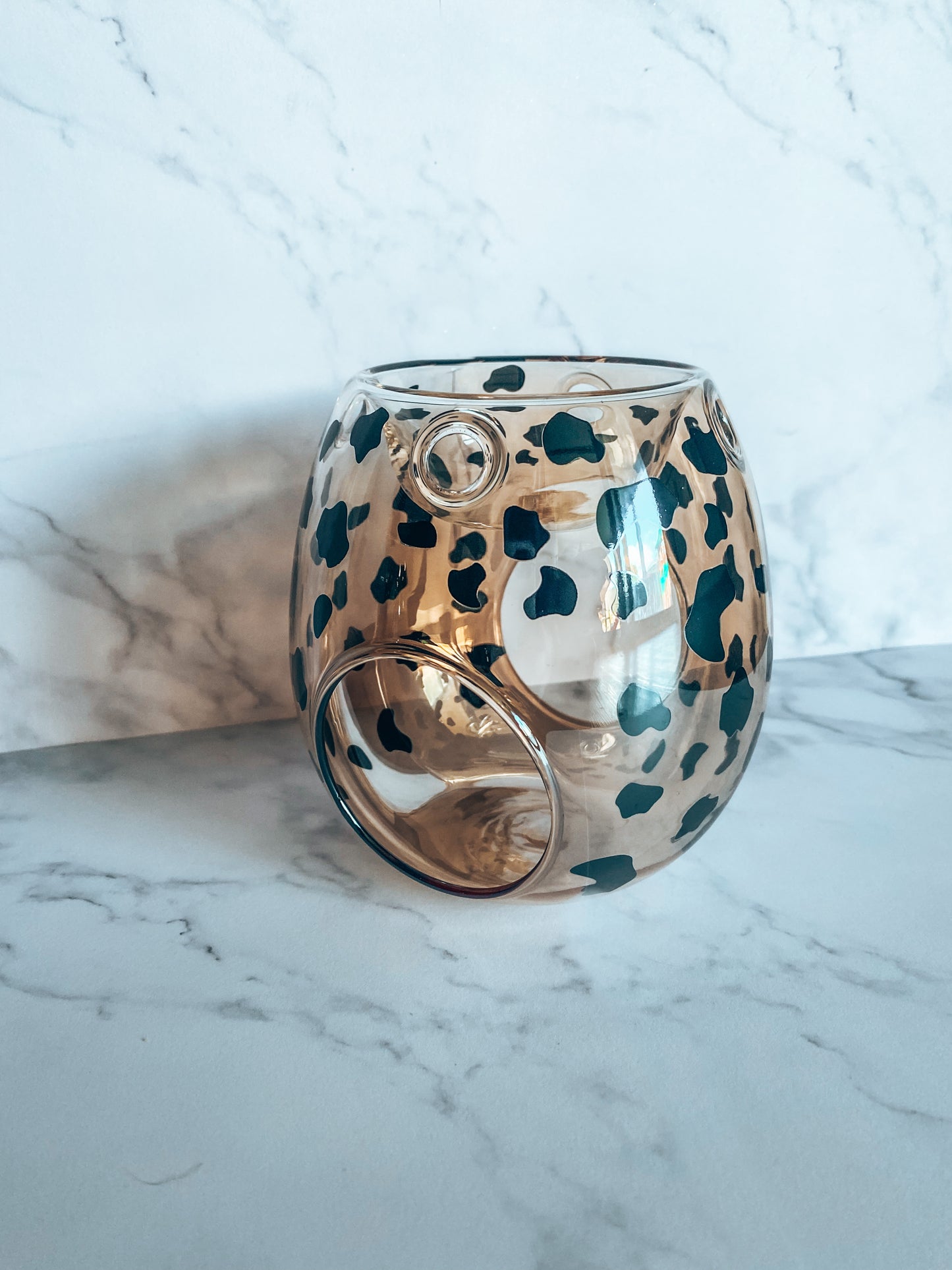 Leopard glass wax burner