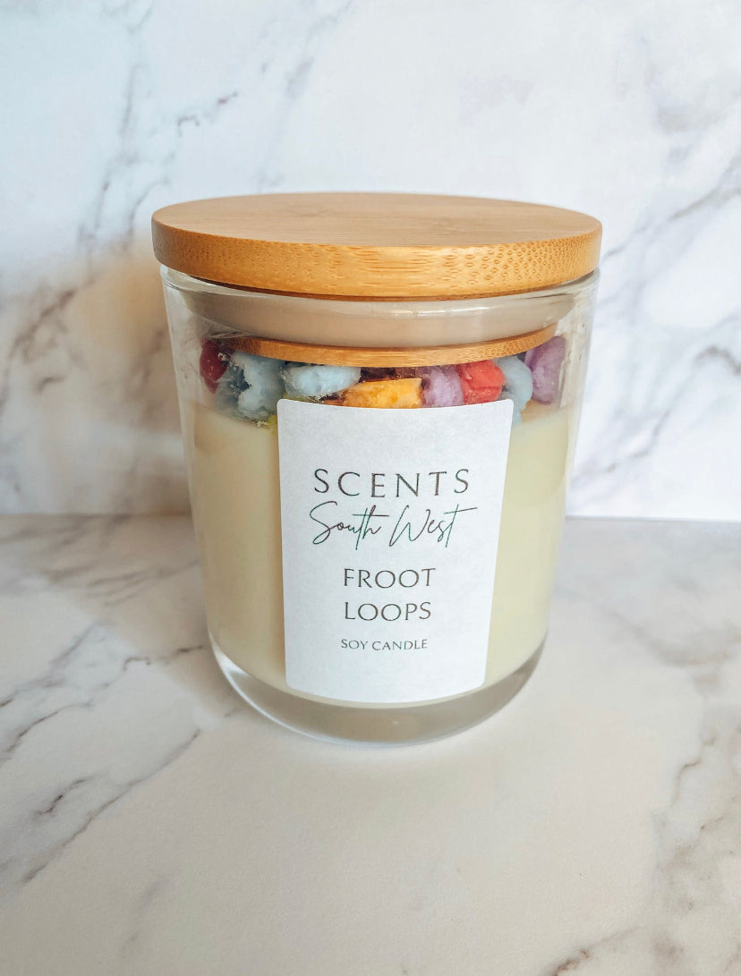 Froot loop type candle