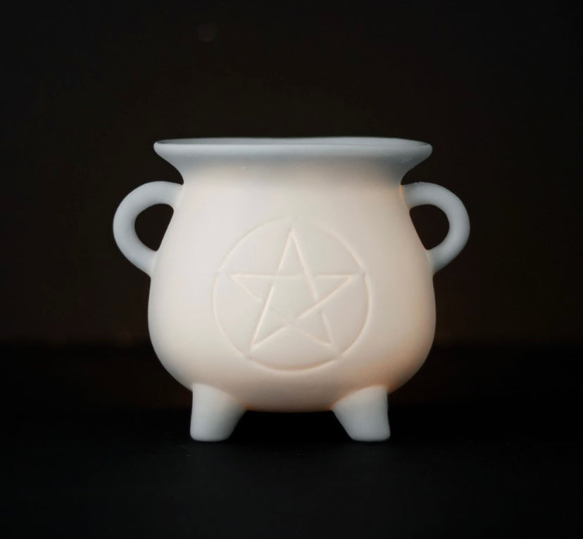 White pentagram cauldron burner