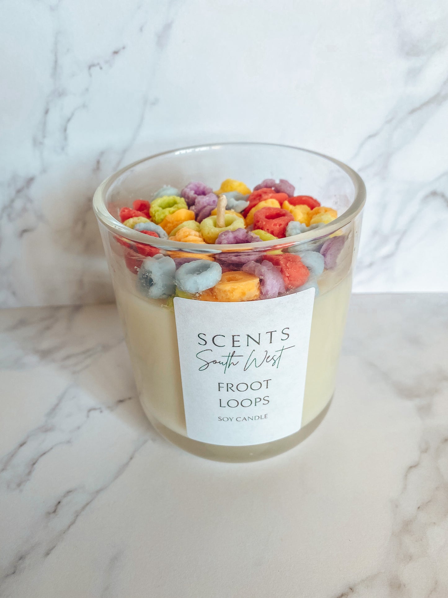 Froot loop type candle