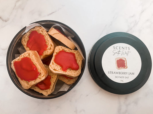 Strawberry jam toast